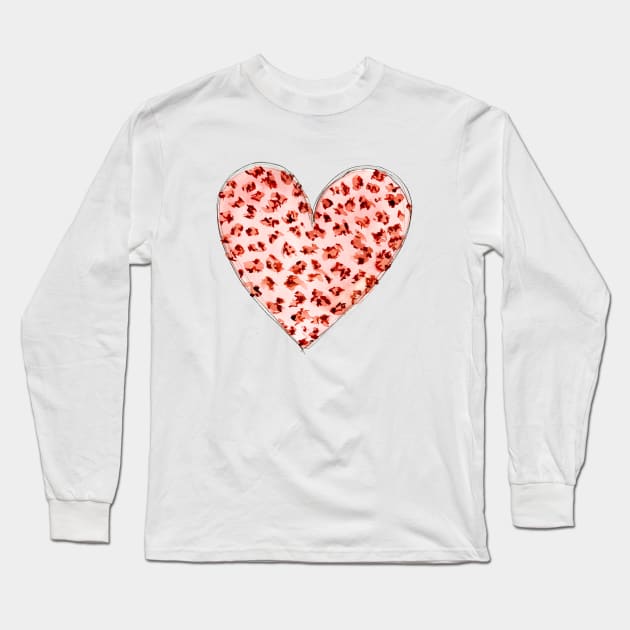 Pink leopard pattern heart Long Sleeve T-Shirt by victoriazavyalova_art